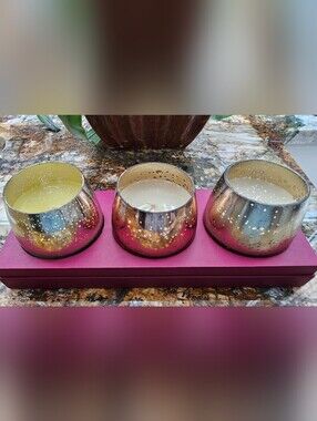 Ulta Beauty Metallic Rose Gold Glass Candle Holder with Cream Candle